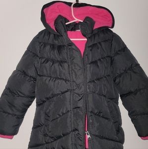 Kids winter jacket black with pink interior size xxs 4/5